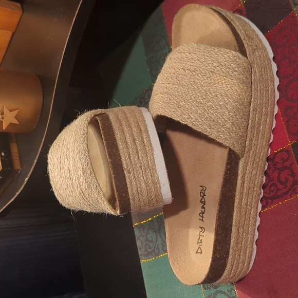 Dirty Laundry Palm Desert Espadrille Platform Sandals Slide On Jute Natural 9 - Picture 3 of 12